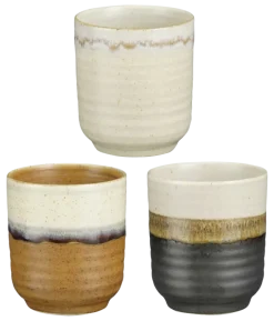 Ethan beker off white zwart terra - h9xd7,5cm - per stuk
