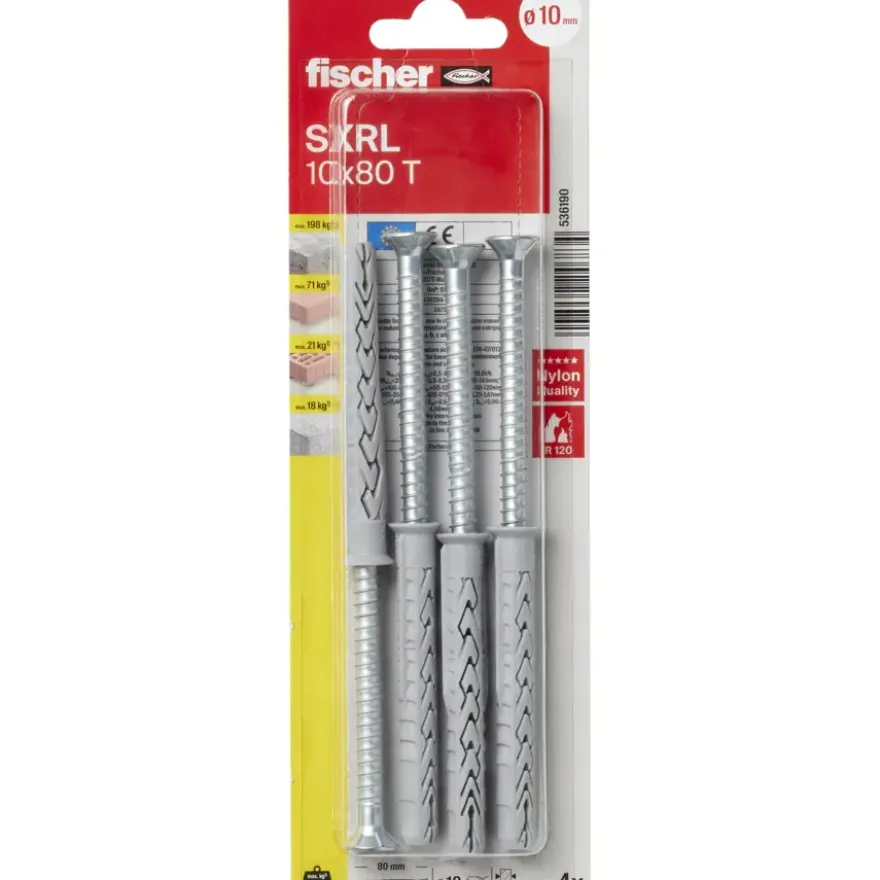 Fischer Constructieplug SXRL 10x80mm met torx schroef 4 stuks