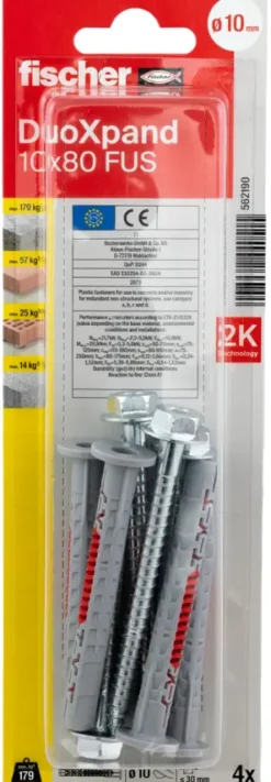 Fischer DuoXpand constructieplug 10x80 mm 4 stuks
