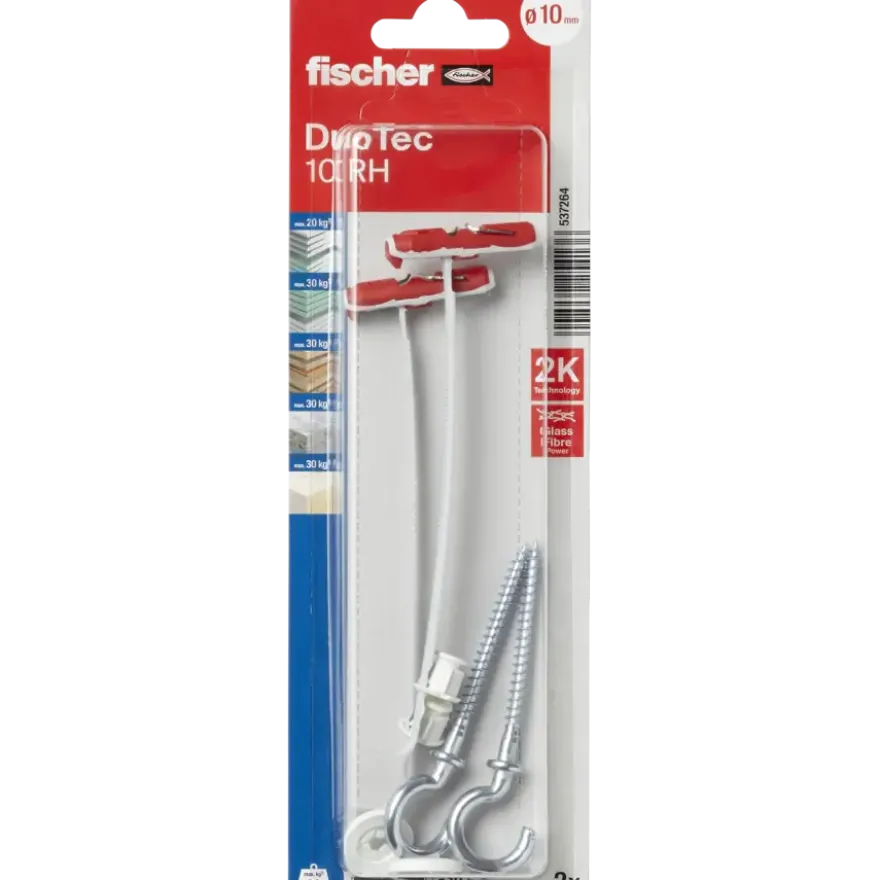 Fischer Hollewandplug DuoTec 10 mm met schroefhaak 2 stuks