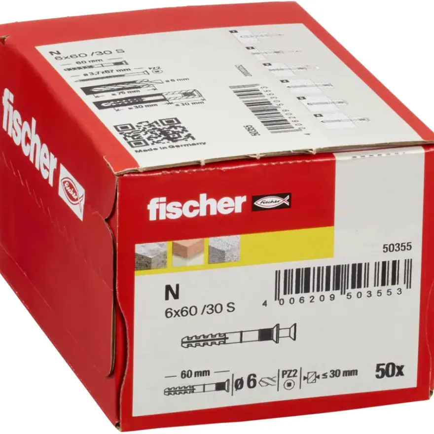 Fischer Slagplug 6x60mm 50 stuks