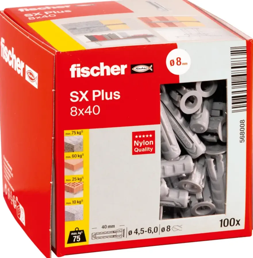 Fischer SX+-plug 8x40mm 100 stuks