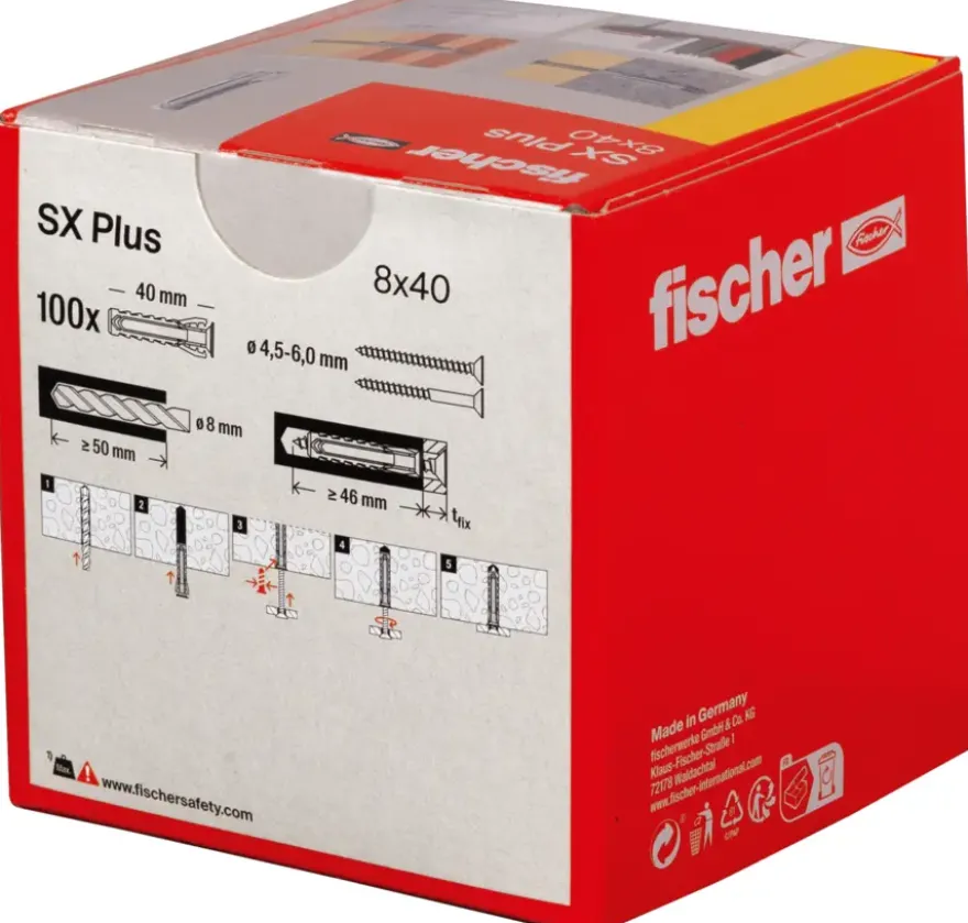 Fischer SX+-plug 8x40mm 100 stuks