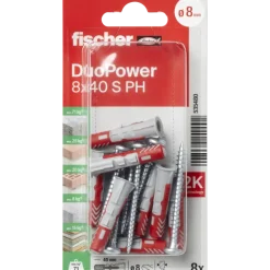 Fischer Universeelplug DuoPower 8x40mm met bolkopschroef 8 stuks