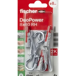 Fischer Universeelplug DuoPower 8x40mm met ronde haak 2 stuks
