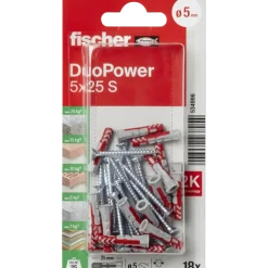 Fischer Universeelplug DuoPower 5x25mm met schroef 18 stuks