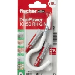 Fischer Universeelplug DuoPower 10x50mm met grote haak wit 2 stuks