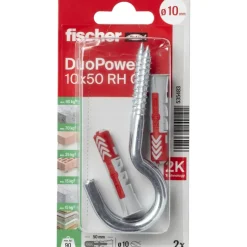 Fischer Universeelplug DuoPower 10x50mm met grote haak 2 stuks