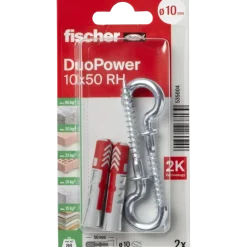Fischer Universeelplug DuoPower 10x50mm met ronde haak 2 stuks
