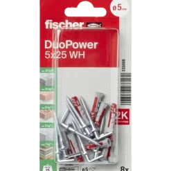 Fischer Universeelplug DuoPower 5x25mm met schroefduim 8 stuks