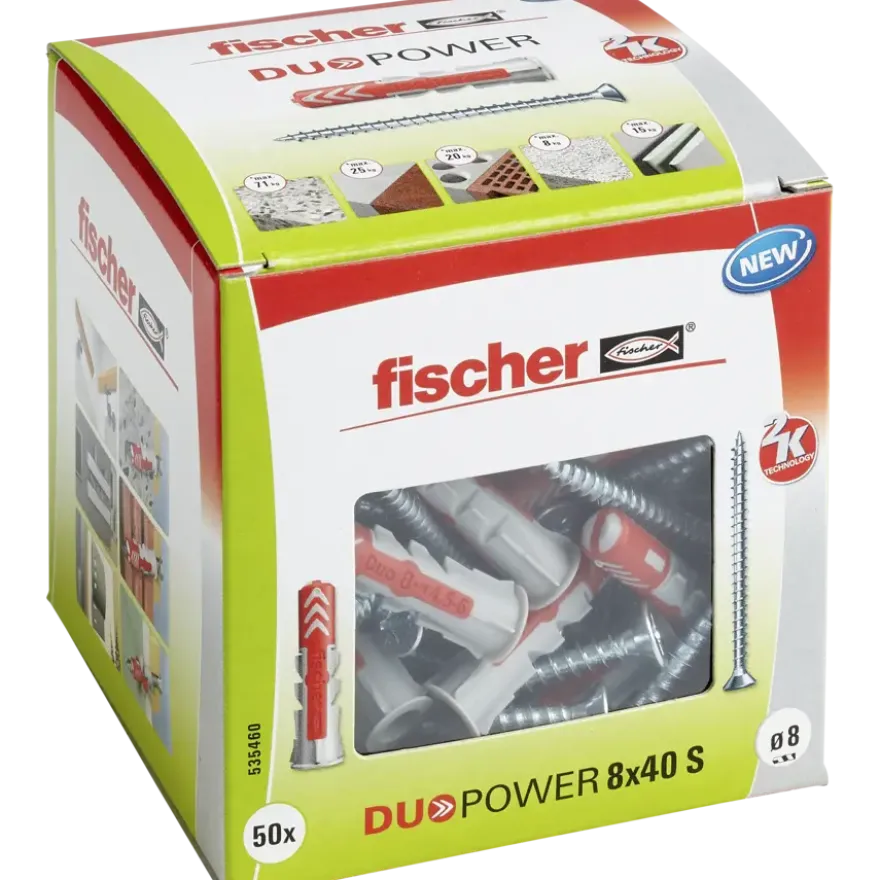Fischer Universeelplug DuoPower 8x40mm met schroef 50 stuks