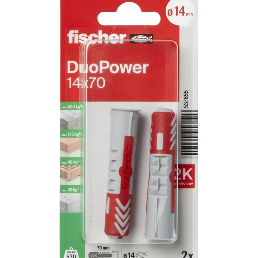 Fischer Universeelplug DuoPower 14x70mm 2 stuks