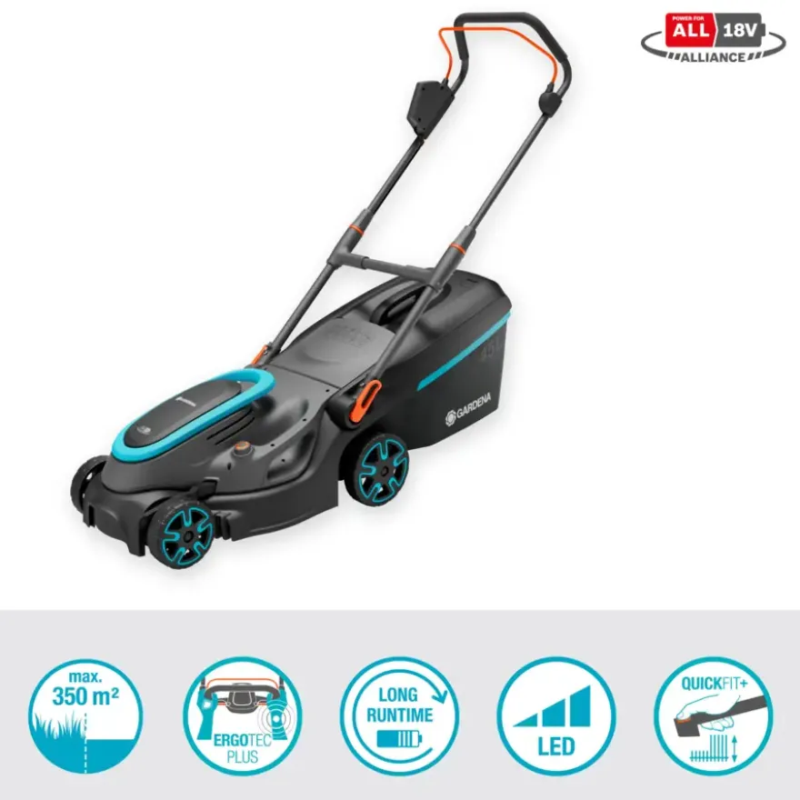 Gardena 2x18V grasmaaier Powermax P4A 37cm incl. twee 4.0Ah accu's + lader