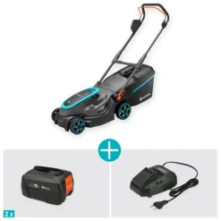 Gardena 2x18V grasmaaier Powermax P4A 37cm incl. twee 4.0Ah accu's + lader