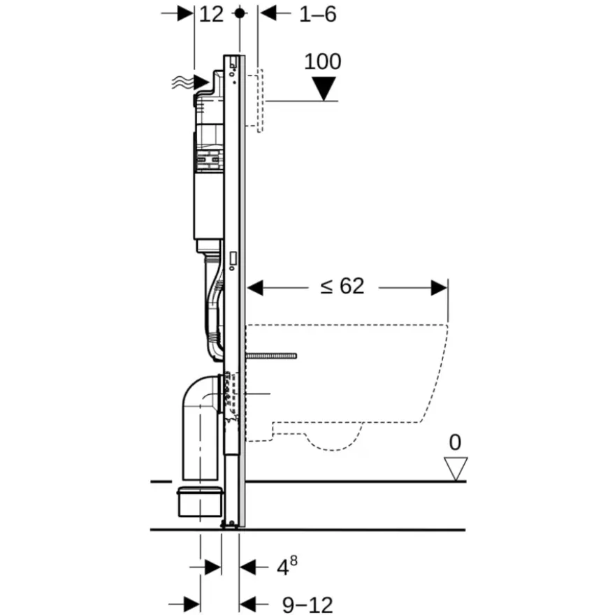 Geberit inbouwreservoir Duofix UP100 120 cm x 50 cm x 12 cm blauw
