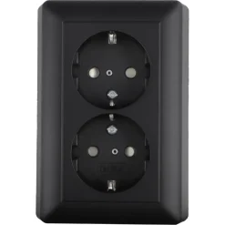 Gira E2 Inbouw Dubbel Geaard Stopcontact Mat Zwart