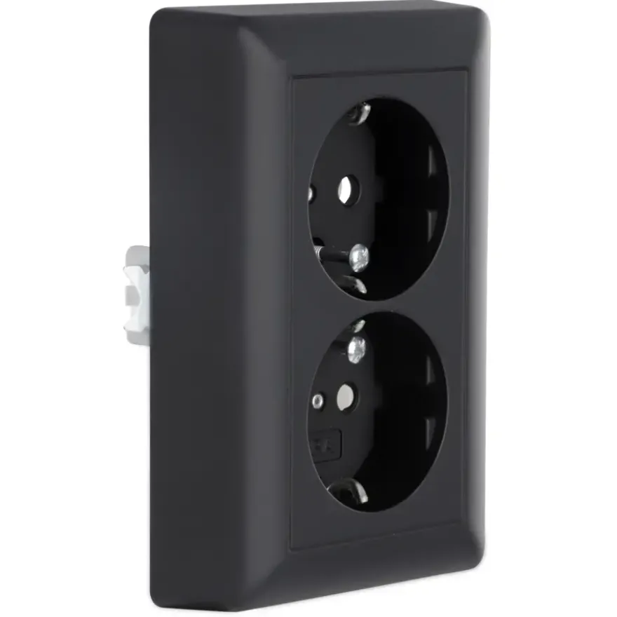 Gira E2 Inbouw Dubbel Geaard Stopcontact Mat Zwart