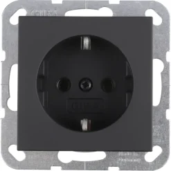 Gira E2 Inbouw Enkel Geaard Stopcontact Mat Zwart