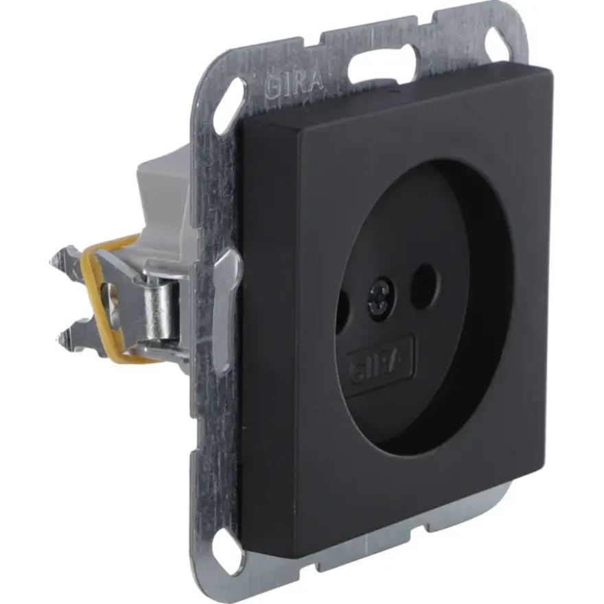 Gira E2 Inbouw Enkel Stopcontact Mat Zwart