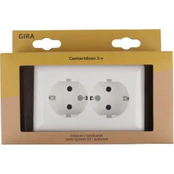 Gira ST55 Inbouw Dubbel Geaard Stopcontact Wit