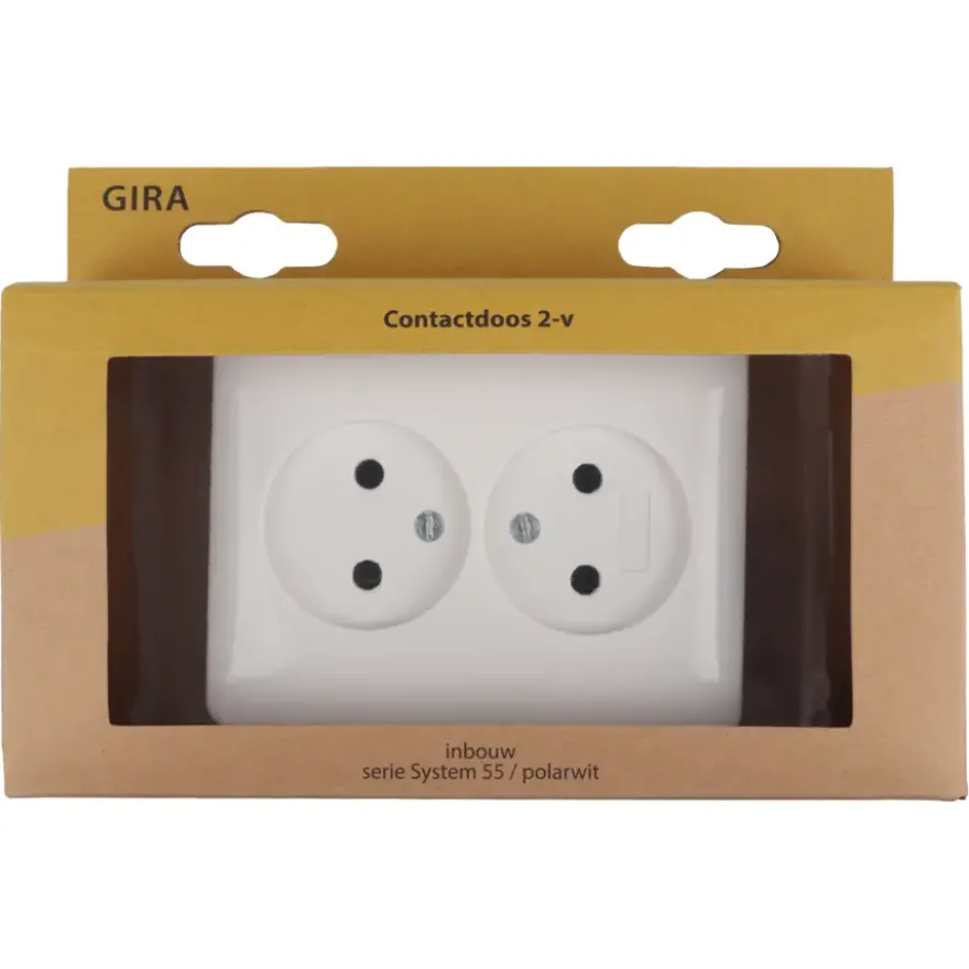 Gira ST55 Inbouw Dubbel Stopcontact Wit