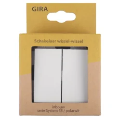 Gira ST55 inbouw wissel-/wisselschakelaar wit