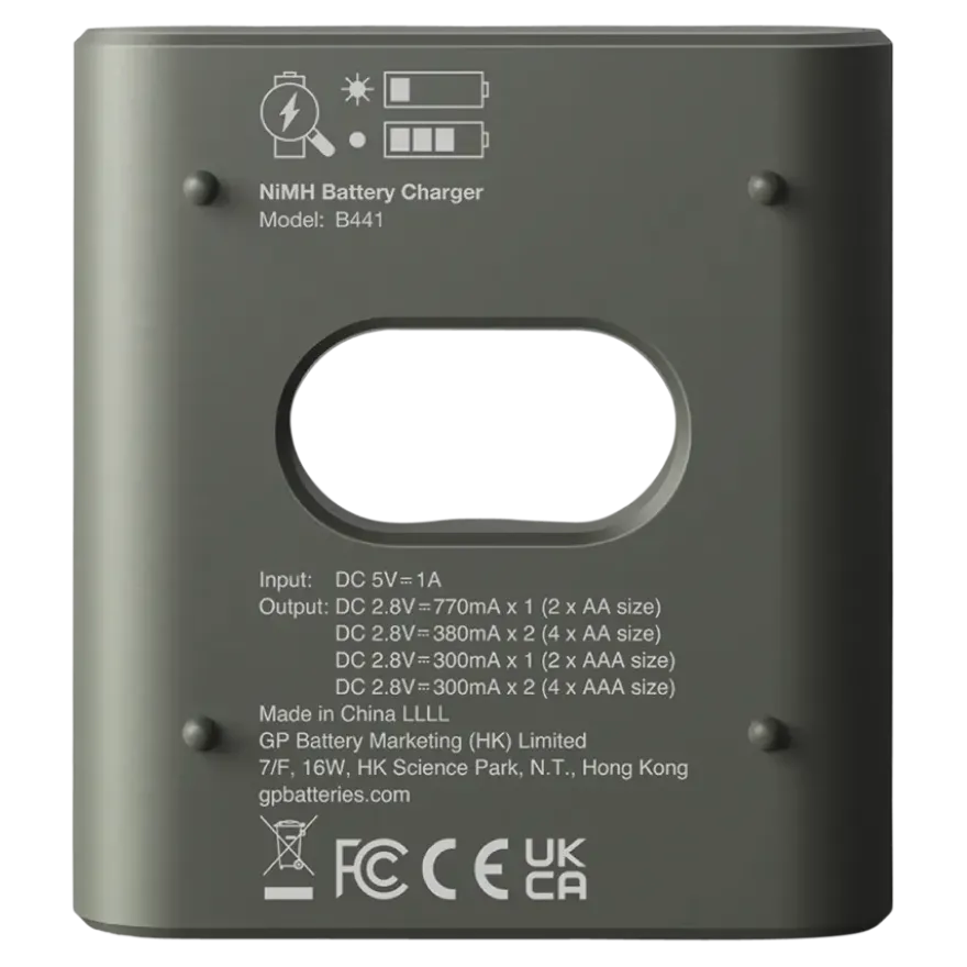 GP Batterijlader 411 + 4x oplaadbare batterijen AAA 850mAh ReCyko + Micro USB-lader