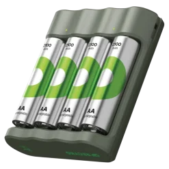 GP Batterijlader + 4x oplaadbare batterijen AA 2100mAh ReCyko + Micro USB-lader