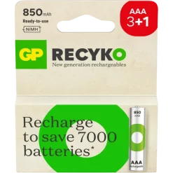 GP Batterij Oplaadbaar AAA NiMH 850 mAh ReCyko 1,2V 4 stuks (3+1)