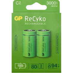 GP Batterij Oplaadbaar C Baby NiMH 3000mAh ReCyko 1,2V 2 Stuks