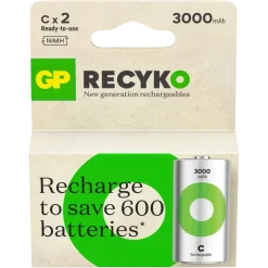 GP Batterij Oplaadbaar C NiMH 3000mAh ReCyko 1,2V 2 Stuks