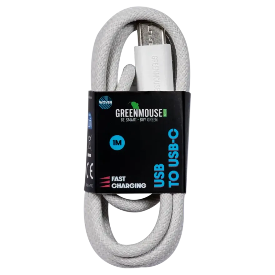 Green Mouse kabel USB-A naar USB-C data woven 1 meter