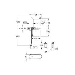 GROHE Bau Cosmopolitan infrarood sensor fonteinkraan Chroom 15cm