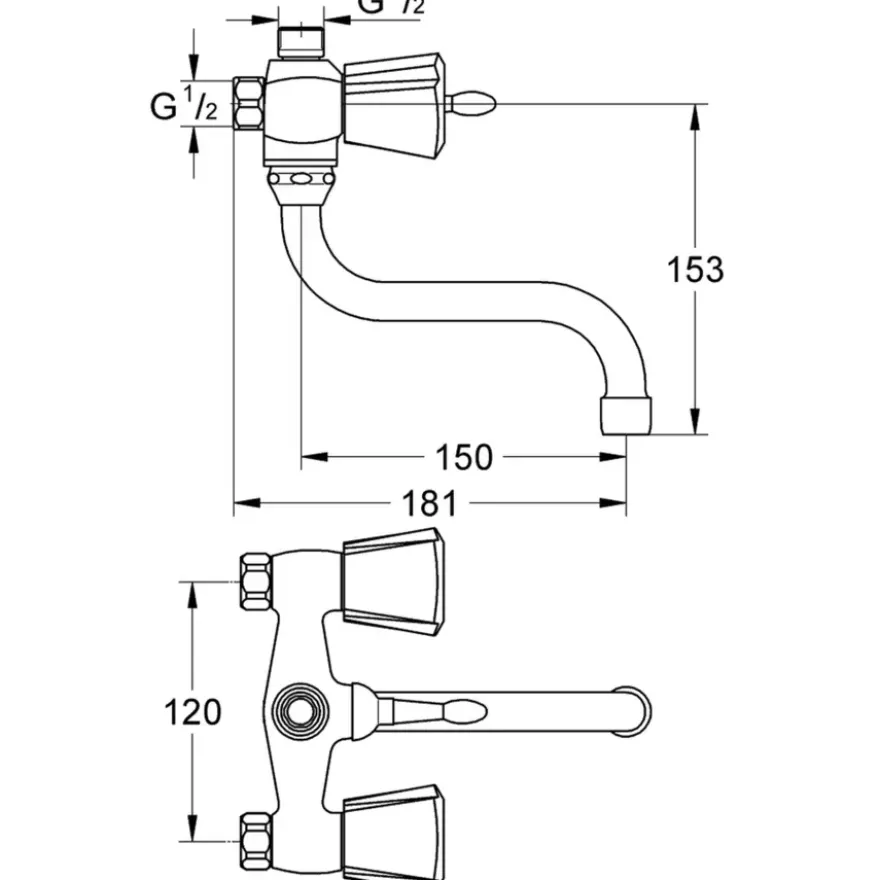 Grohe Costa Trend tweeknops douchekraan chroom 12 cm
