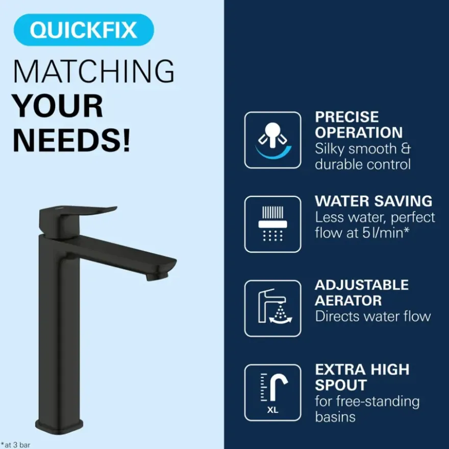 Grohe Dice wastafelmengkraan XL-Size Mat Zwart