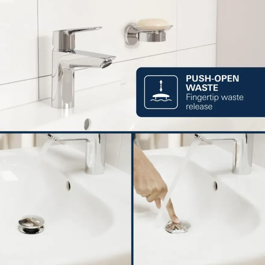 Grohe Dice wastafelmengkraan M-Size Push open Chroom
