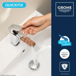 Grohe Dice wastafelmengkraan M-Size Push open Chroom