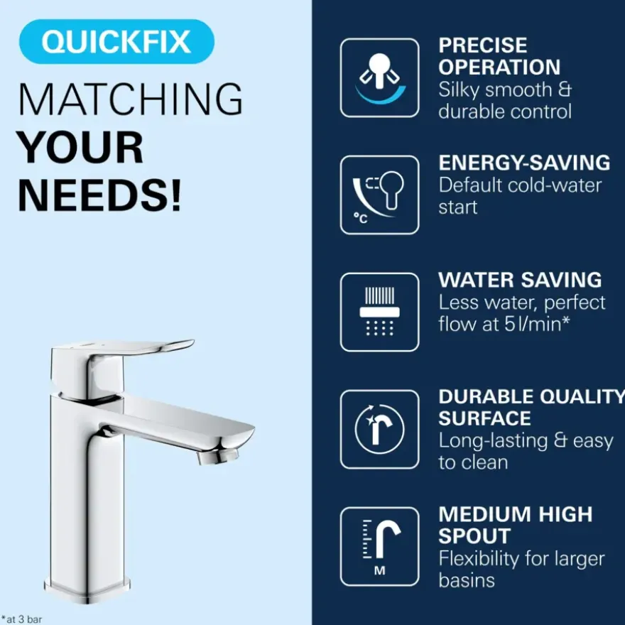 Grohe Dice wastafelmengkraan M-Size Push open Chroom