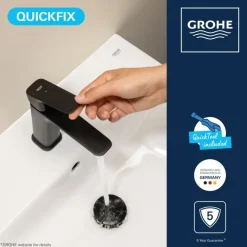 Grohe Dice wastafelmengkraan S-Size Push open Mat Zwart