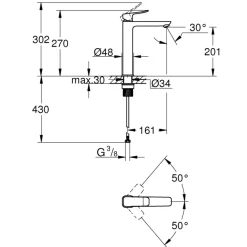 Grohe Dice wastafelmengkraan XL-Size Chroom