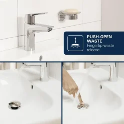 Grohe Dice wastafelmengkraan S-Size Push open Chroom