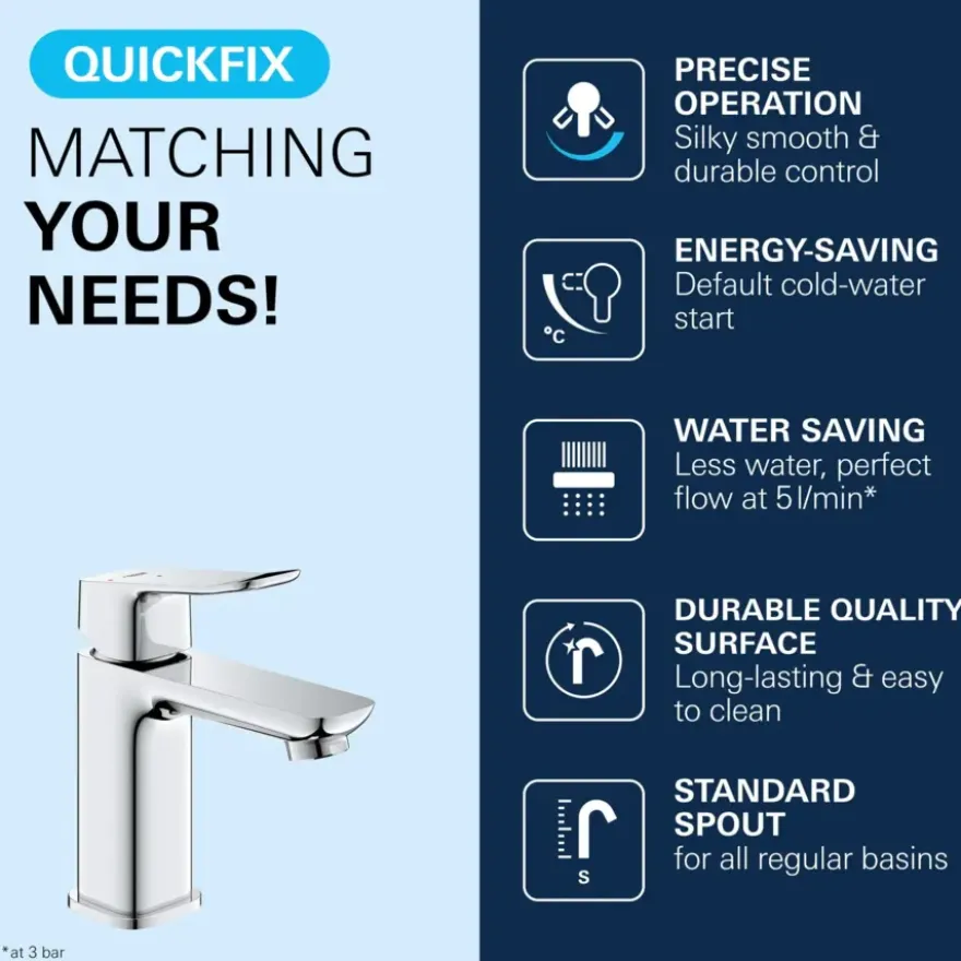 Grohe Dice wastafelmengkraan S-Size Push open Chroom