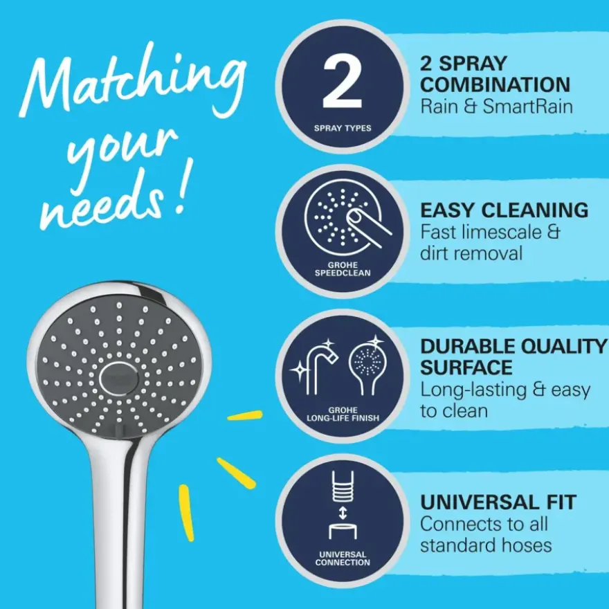 Grohe douchekop Quickfix Vitalio Joy handdouche 2 standen ø 11 cm chroom