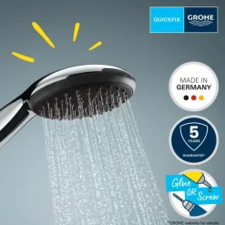 Grohe douchekop Quickfix Vitalio Comfort handdouche waterbesparend 3 standen ø 10 cm chroom