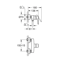 Grohe douchemengkraan Start mat zwart 15 cm