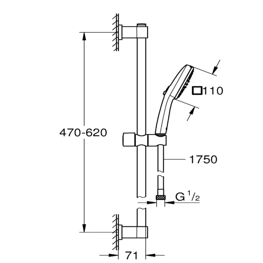 Grohe doucheset Quickfix Vitalio Comfort 2 standen chroom