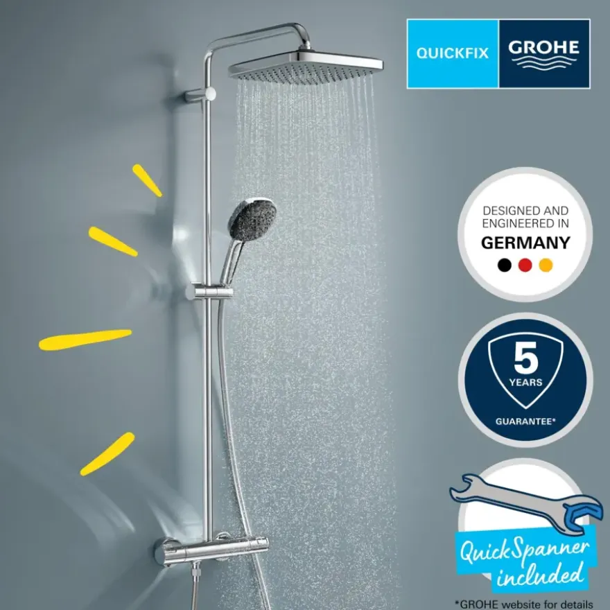 Grohe Douchesysteem Vitalio Start 250 met omstelling Rond, Max. 8,0L/M Bij 3 Bar Chroom - hartafstand kraan 15 cm