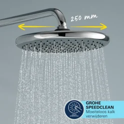 Grohe Douchesysteem Vitalio Start 250 met omstelling Rond, Max. 8,0L/M Bij 3 Bar Chroom - hartafstand kraan 15 cm