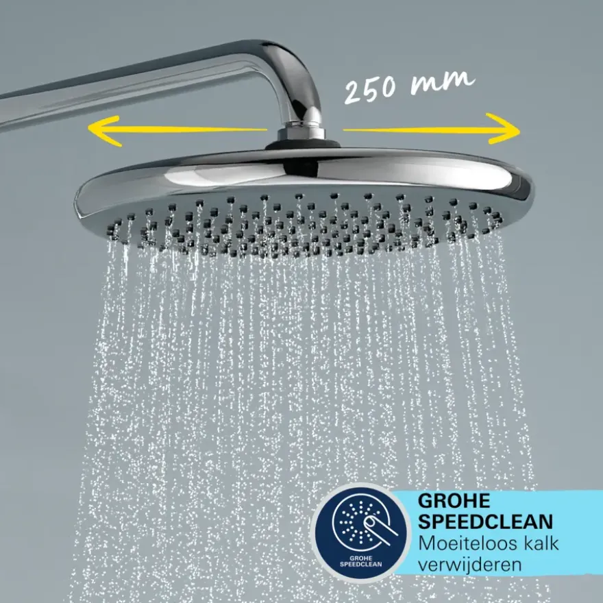 Grohe Douchesysteem Vitalio Start 250 met omstelling Rond, Max. 8,0L/M Bij 3 Bar Chroom - hartafstand kraan 15 cm