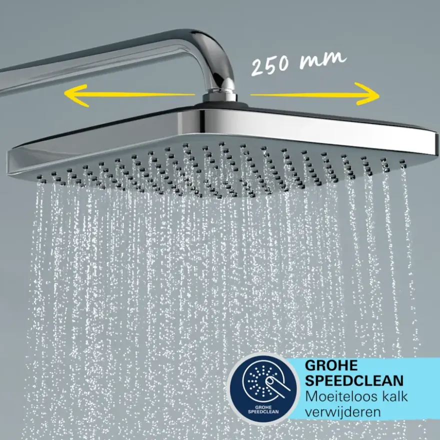Grohe Douchesysteem Vitalio Comfort 250 met thermostaatkraan, Max. 8,0L/M Bij 3 Bar - Chroom - hartafstand kraan 15 cm